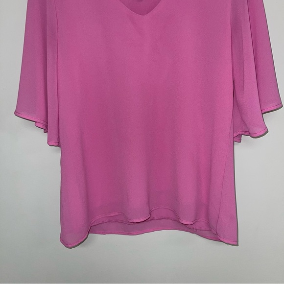 Jolie Blouse Women's Size Small‎ Pink Flare Short Sleeves Lined Barbie Bubblegum - Picture 4 of 7